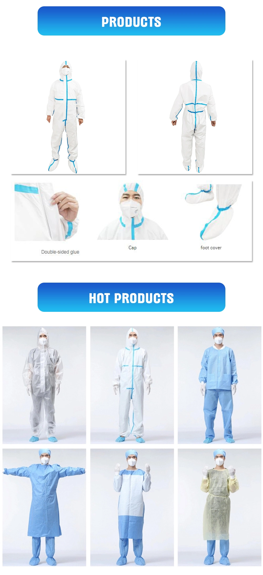 Hot Sale Disposable Medical Protective Clothing Personal Protective Equipment