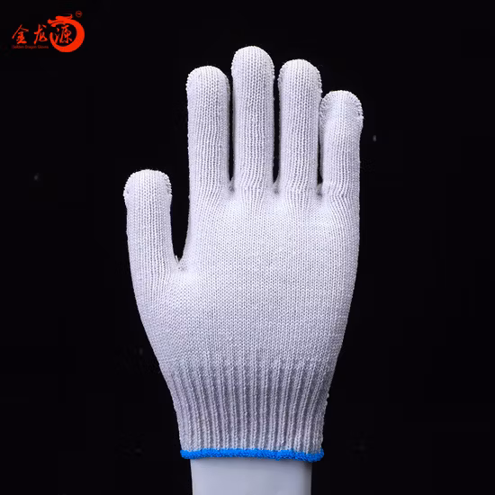 Gants de travail en coton tricotés blancs de jardin de sécurité à la main industrielle