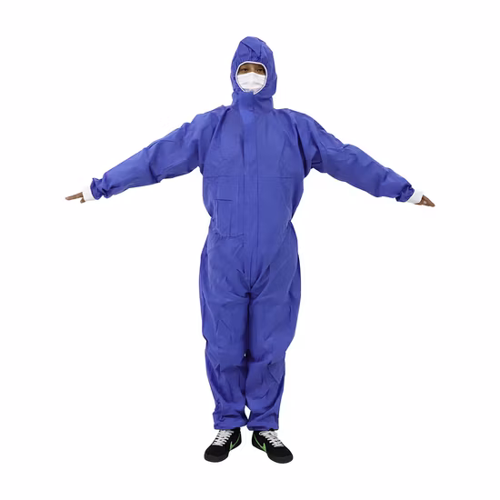 Combinaison de travail de sécurité bleue de vêtements de protection d'OEM de robe d'isolement de protection d'utilisation médicale